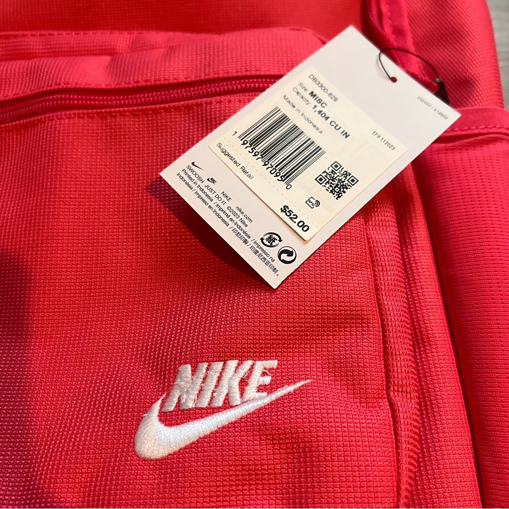 Nike Vivid Red Backpack with White Logo - Picture 3 of 6